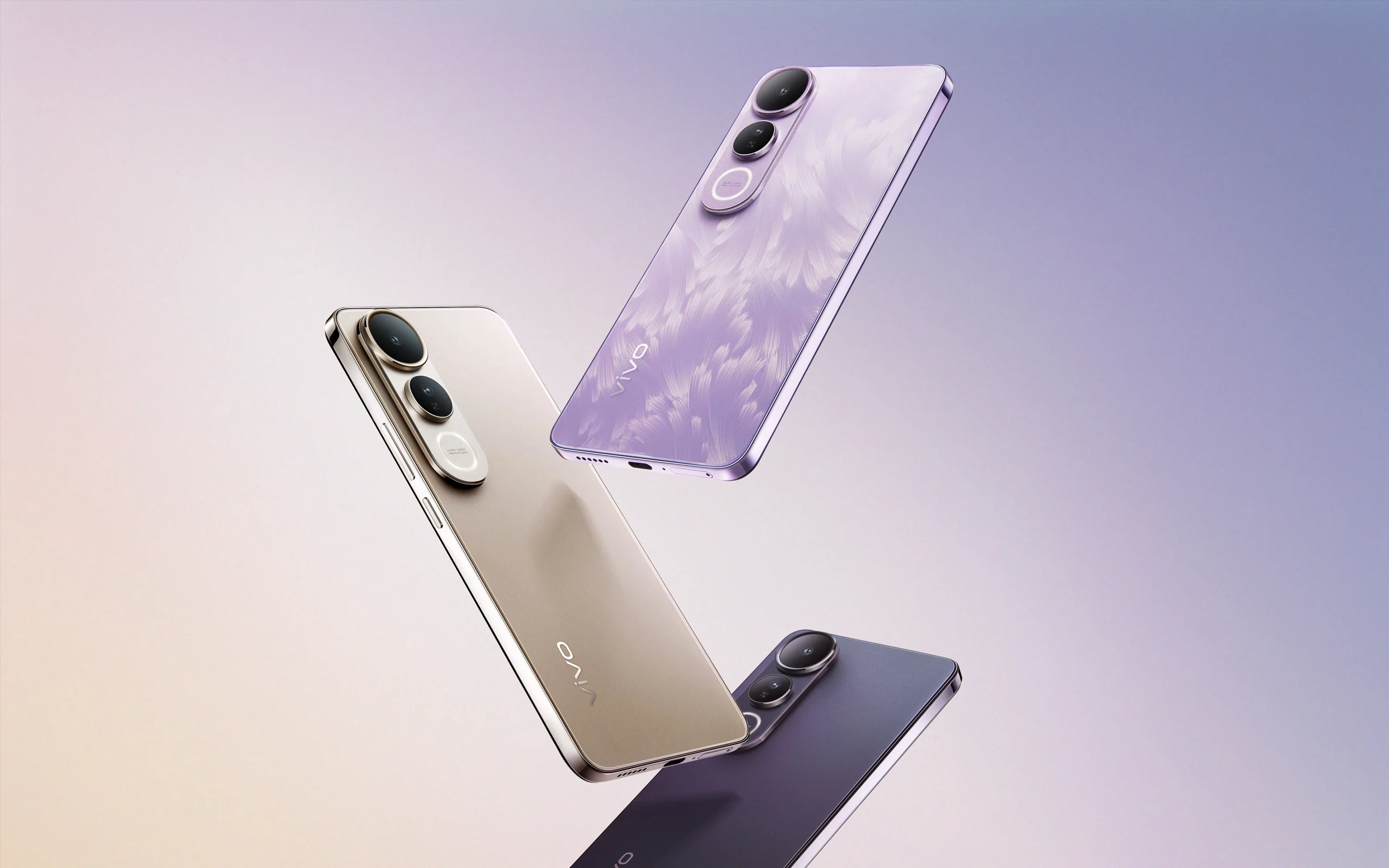 vivo V50系列三款配色手机的悬浮产品视觉